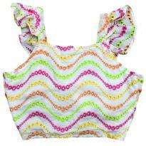 Camiseta Fakini, tamanho 14 anos. Modelo laise na cor branca, com bordados. - 14 anos - Fakini