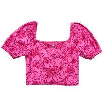 Blusa Juvenil Feminina 14 Anos – Manga Florence Rosa com Estampa Floral (93% Alg - 14 anos - Fakini