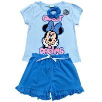 Pijama Infantil Menina Azul com Blusa e Short – Estampa da Minnie – Tamanho 6 An - 6 anos - Fakini