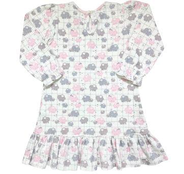 Vestido manga longa Anjos baby - estampa de elefantes - 3 anos - Anjos baby
