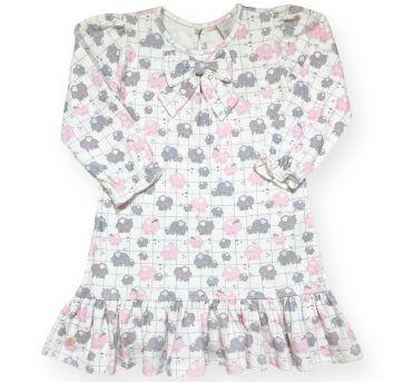 Vestido manga longa Anjos baby - estampa de elefantes - 3 anos - Anjos baby