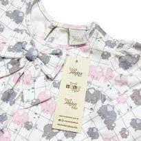 Vestido manga longa Anjos baby - estampa de elefantes - 3 anos - Anjos baby