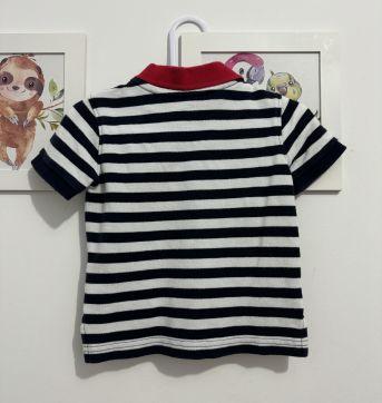 Camiseta gola polo gap listrada - 6 a 9 meses - Gap Kids