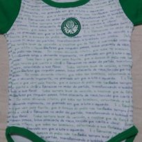 Body Manga Curta do Palmeiras Em Malha  - Cor Branco e Verde - Tam M - 3 a 6 meses - Não informada