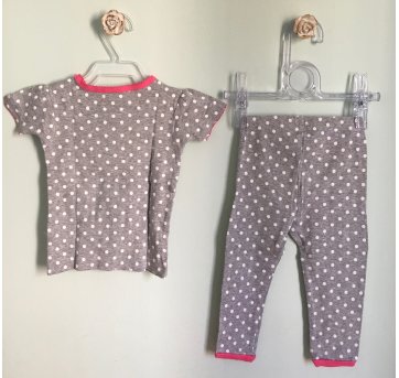 Pijama 2 peças cinza bolinhas coruja Carter