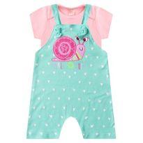 Jardineira Azul e Rosa - 3 a 6 meses - Não informada