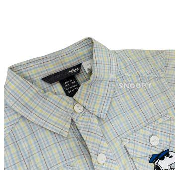 Camisa infantil Snoopy xadrez - 12 a 18 meses - H&M
