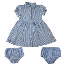 Vestidinho listrado de azul com tapa fralda Ralph Lauren - 12 a 18 meses - Ralph Lauren