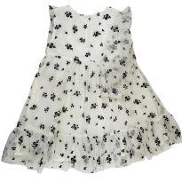 Vestidinho Baby GAp manga longa 3 anos branco com bordão de rosinhas pretas - 3 anos - Baby Gap