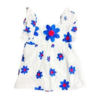 Vestido Estampado Branco Fábula Com Calcinha - 6 meses - Fábula