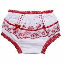 Tapa fraldas bordado branco/vermelho - Único - Artesanal