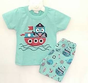 Pijama curto corujinha Verde - 1 ano - Gaga Baby