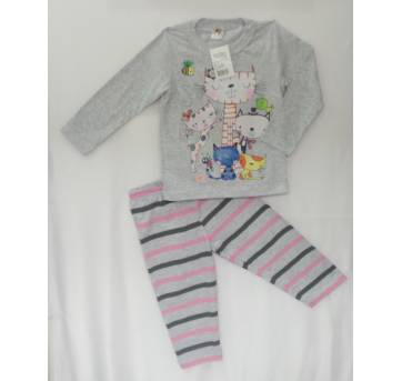 Pijama mescla gatinhas - 1 ano - Gaga Baby