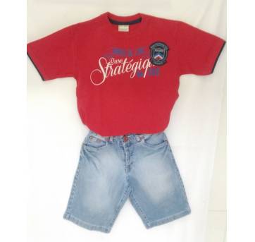Conjunto Camiseta e Bermuda Jeans - 6 anos - Milon e Club Z