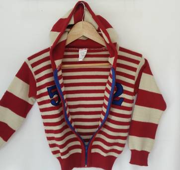Casaco em tricot listrado Vermelho - 6 anos - trico kids