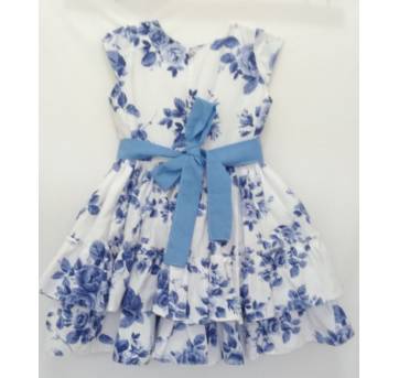 Vestido de Festa Floral Azul - 2 anos - feitas sob encomenda