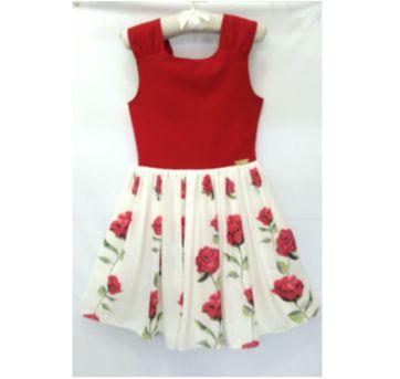 Vestido de Festa Vermelho Floral - 4 anos - Infanti