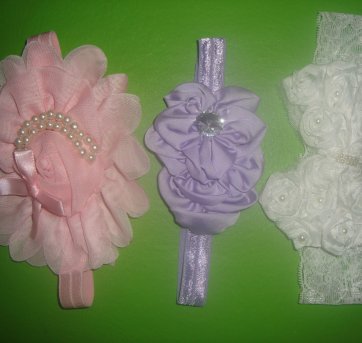 kit com 03 tiaras para bebê - Sem faixa etaria - Artesanal