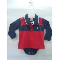 Body Polo vermelho e marinho - 6 meses - Alenice