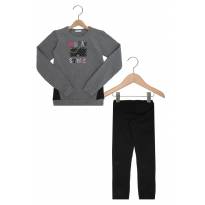 Blusa de Moletom Menina Cinza/Preto - 5 anos - Rovitex Kids e Trick Nick