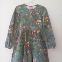 Vestido curto manga longa estampado - 4 anos - KAMYLUS