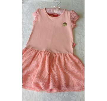Vestidinho Salmão com rendinha - 2 anos - Kyly